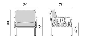 Fotoliu de terasa Nardi KOMODO POLTRONA Sunbrella 40371.10.142 Tortora (Maro)/Adriatic (Albastru)