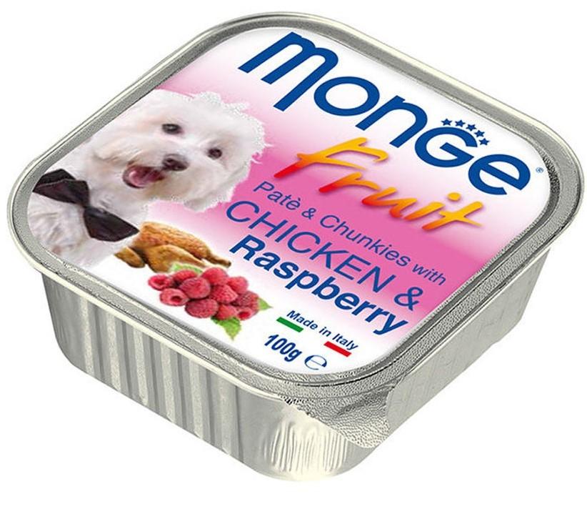 Hrana umeda pentru caini Monge FRUIT CHICKEN/RASPBERRY 100g