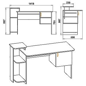Masa pentru calculator KompaniT SKM-3 Nimfea Aliba