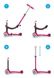 Trotineta Micro Mini2Grow Deluxe Magic LED Pink