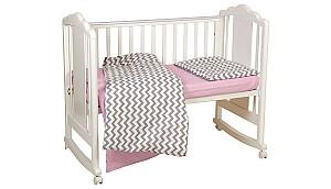 Lenjerie de pat Polini Kids ZigZag 3 unități Grey-Pink