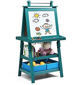 Tabla de scris pentru copii Costway TY327442BL Turquoise/Blue