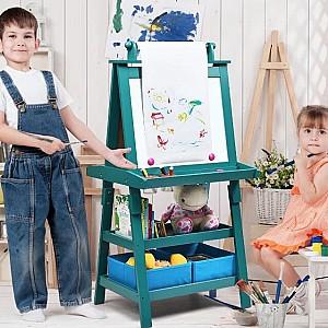 Tabla de scris pentru copii Costway TY327442BL Turquoise/Blue
