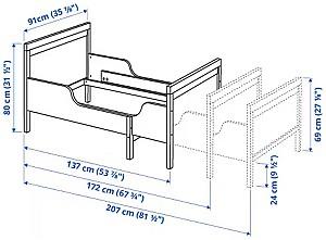 Pat copii IKEA Sundvik cu somiera 80x200 Alb