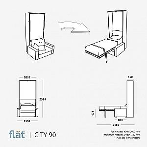 Pat rabatabil Flat City 90x200 Alb