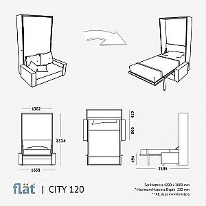 Pat rabatabil Flat City 120x200 Alb