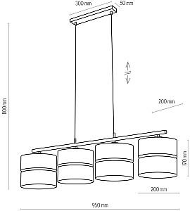Lustra TK Lighting Hilton 15W Negru (TK-4342)