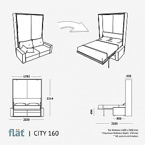 Pat rabatabil Flat City 160x200 Alb