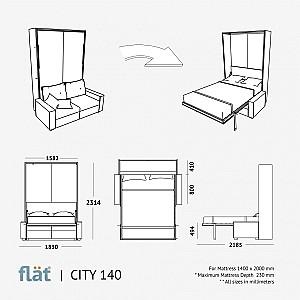 Pat rabatabil Flat City 140x200 Alb