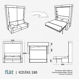 Pat rabatabil Flat Kostas 180x200 Alb