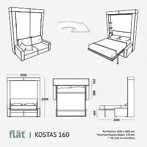 Pat rabatabil Flat Kostas 160x200 Alb