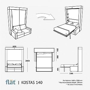 Pat rabatabil Flat Kostas 140x200 Alb