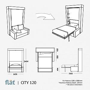 Pat rabatabil Flat Kostas 120x200 Alb