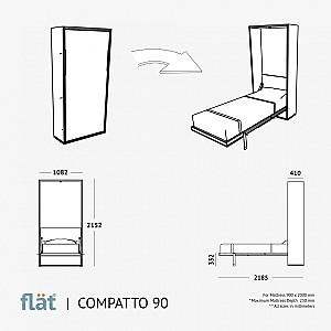 Pat rabatabil Flat Compatto 90x200 Alb