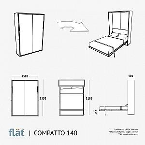 Pat rabatabil Flat Compatto 140x200 Alb