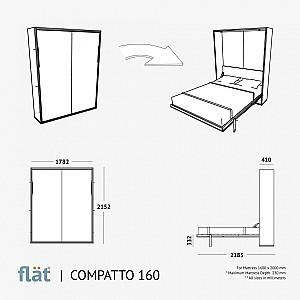 Pat rabatabil Flat Compatto 160x200 Alb