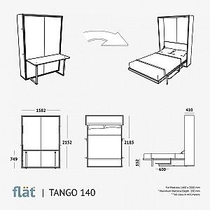Pat rabatabil Flat Tango 140x200 Alb