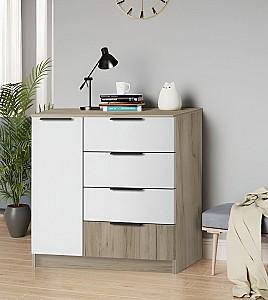Comoda Modern Komfort 4+1S Stejar Craft Gri (Bej)/Alb