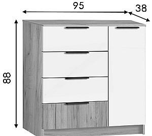 Comoda Modern Komfort 4+1S Stejar Craft Gri (Bej)/Alb