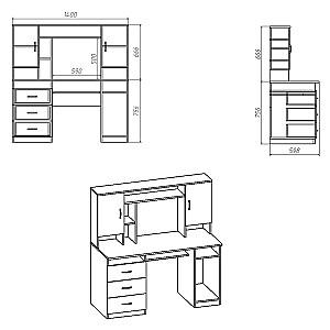 Masa de birou KompaniT Manager Atelie Deschis (Gri)