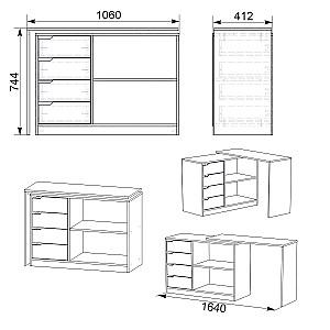Masa de birou KompaniT Comod Atelie deschis (Gri)