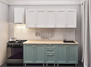 Set mobila bucatarie PS Lena 2 m (vopsita, frez. Modern) Alb/Verde-Gri