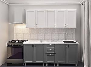 Set mobila bucatarie PS Lena 2 m (vopsita, frez. Modern) Alb/Gri