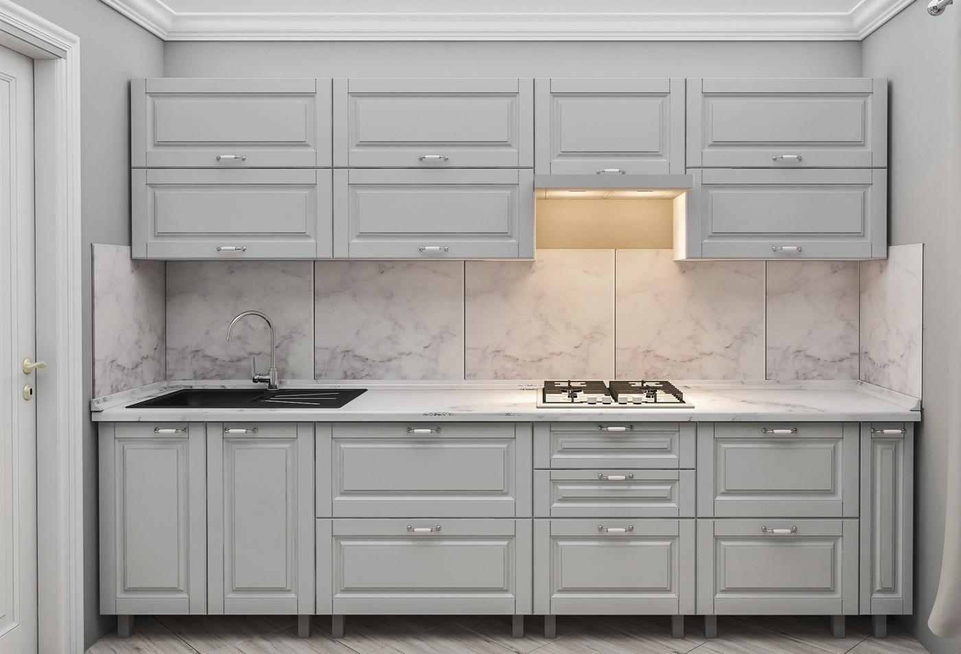 Set mobila bucatarie PS Kvadro 3 m (vopsita, frez. Clasic) Gri Deschis