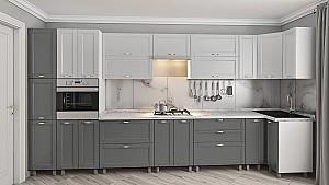 Set mobila bucatarie PS ECO 4.1x0.9 m (vopsita, frez. Modern) Alb/Gri