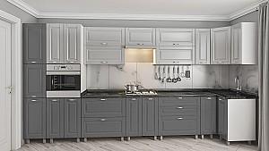 Set mobila bucatarie PS ECO 4.1x0.9 m (vopsita, frez. Clasic) Gri Deschis/Gri