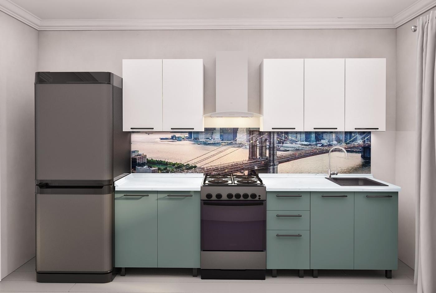 Set mobila bucatarie PS Lena 2 m (vopsita, frez. Neted) Alb/Verde