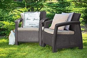 Set mobila de gradina Keter Corfu II Duo Set Brown(Maro)/Oat(Bej)