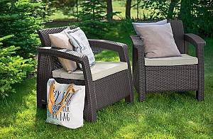 Set mobila de gradina Keter Corfu II Duo Set Brown(Maro)/Oat(Bej)