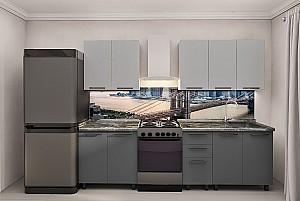 Set mobila bucatarie PS Lena 2 m (vopsita, frez. Neted) Gri Deschis/Gri