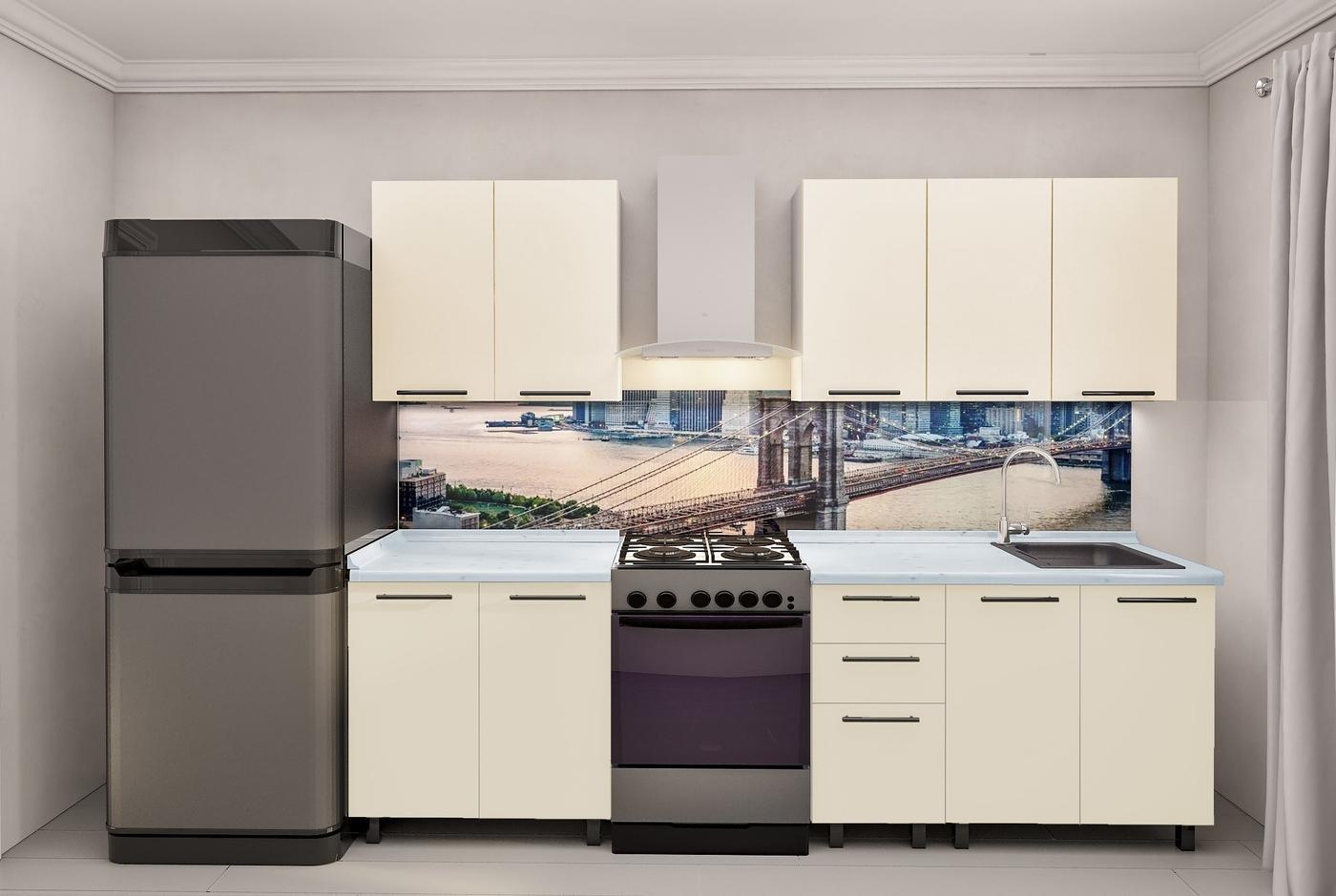 Set mobila bucatarie PS Lena 2 m (vopsita, frez. Neted) Bej