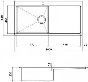 Chiuveta de bucatarie Aquasanita LUN101M-L