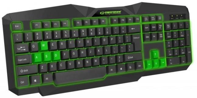Tastatura gaming Esperanza TIRONS EGK201B Green - US Layout