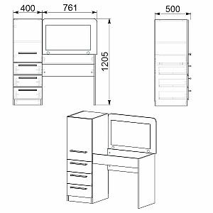 Masa de machiaj KompaniT Tr-8 Stejar sonoma (Bej)