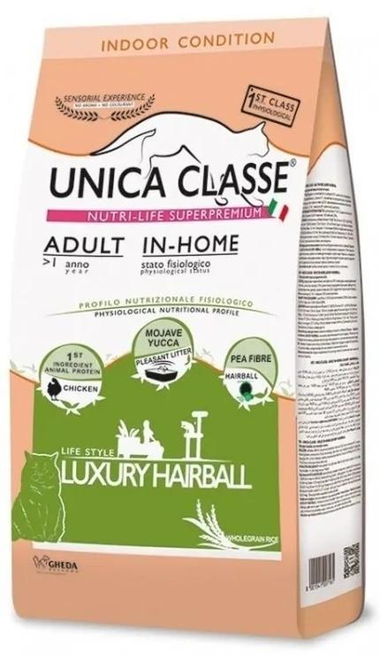 Hrana uscata pentru pisici Chat&Chat Unica Classe Adult In-Home Luxury Hairball Chicken 10kg