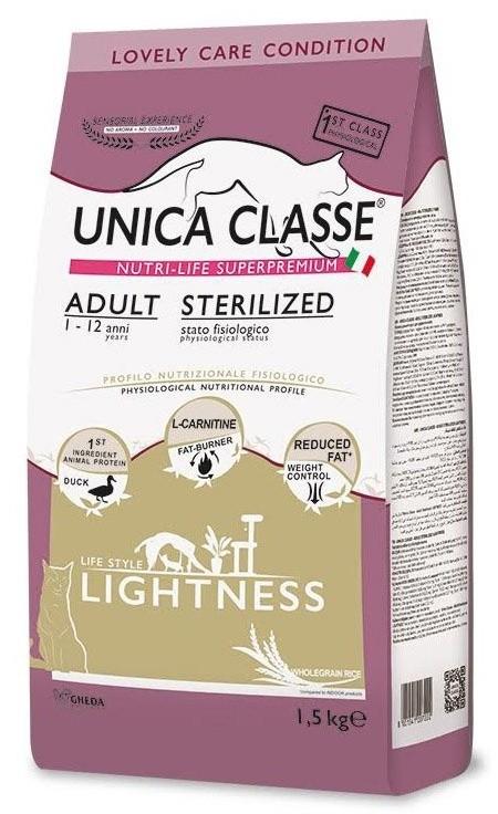 Hrana uscata pentru pisici Chat&Chat Unica Classe Adult Sterilized Lightness Duck 1.5kg