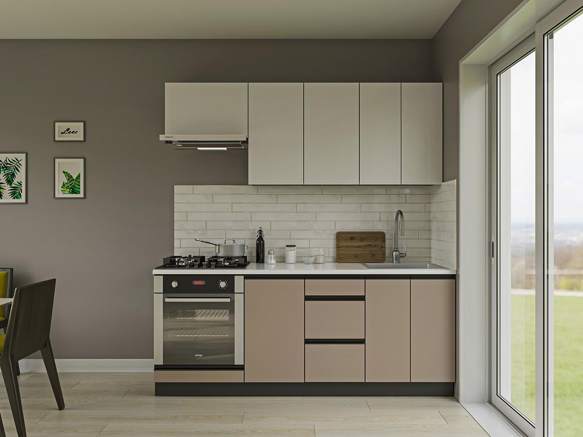 Set mobila bucatarie Confort-NV Alfa 2 m Nymphaea Alba / Clay Grey