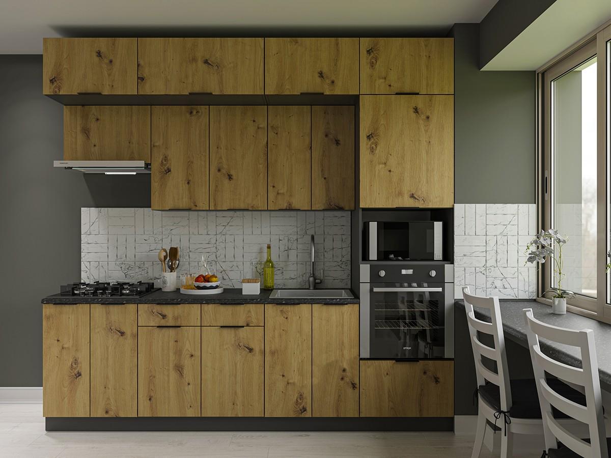 Set mobila bucatarie Confort-NV Craft 2.6 m Artisan Oak