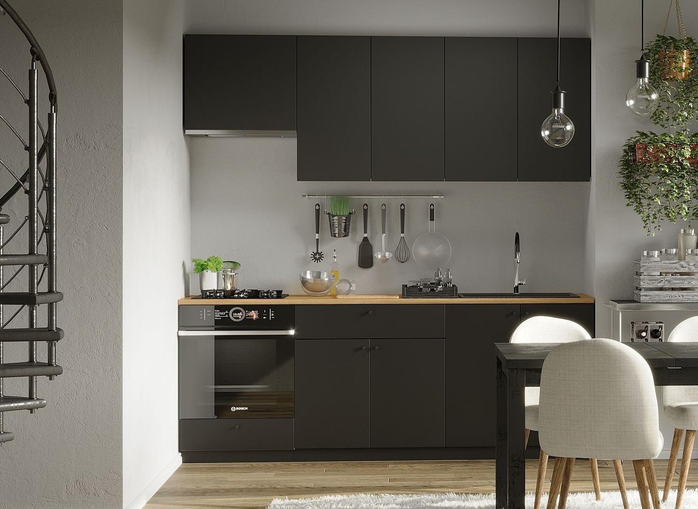 Set mobila bucatarie Fabrik Home Indivi MDF 2200 mm Black Light