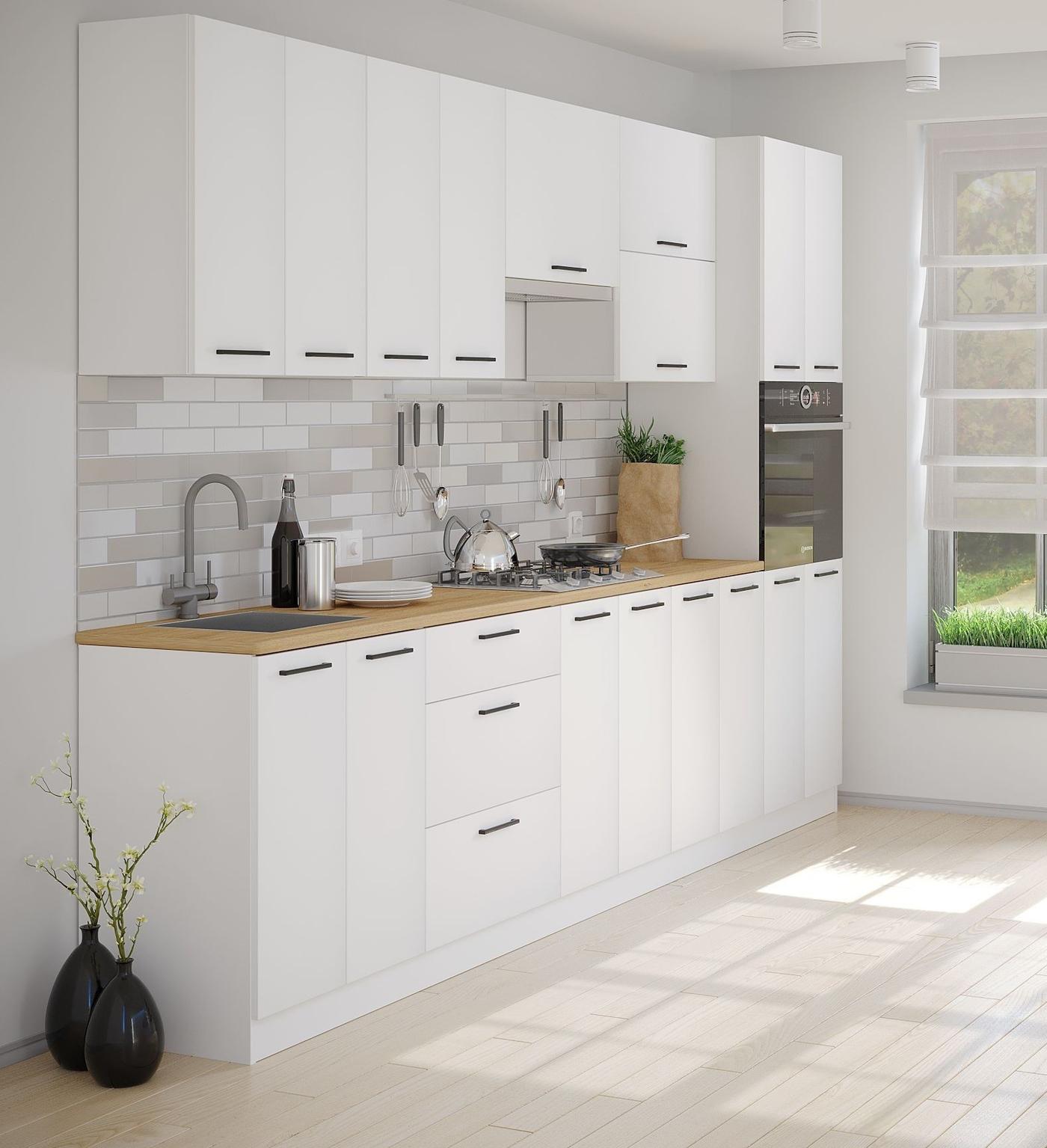 Set mobila bucatarie Fabrik Home Bergamo MDF 3000 mm White Mat