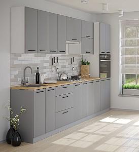 Set mobila bucatarie Fabrik Home Bergamo MDF 3000 mm Gri deschis mat