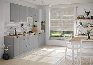 Set mobila bucatarie Fabrik Home Bergamo MDF 3000 mm Gri deschis mat