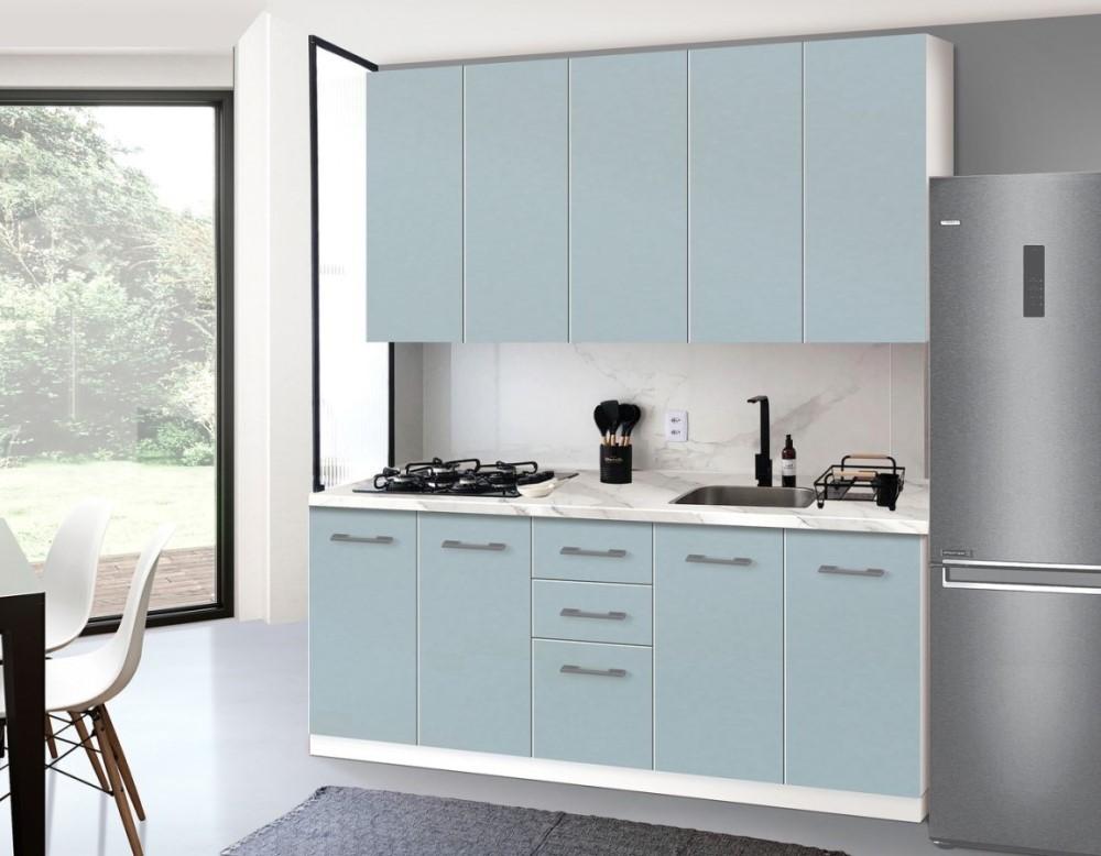 Set mobila bucatarie Modern Bono H110 2.0m (White/Blue)