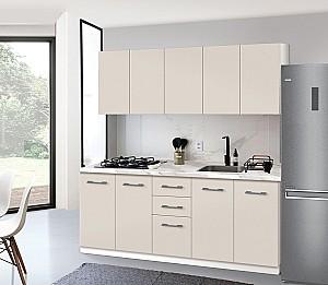 Set mobila bucatarie Modern Bono H68 2.0m Alb/Caşmir (Bej)
