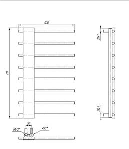 Uscător de prosoape Mario Hera-Lux 800x500/470