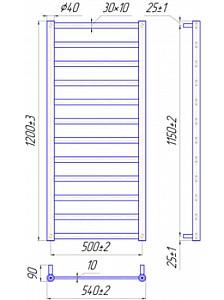 Uscător de prosoape Mario Modena 1200x540/500